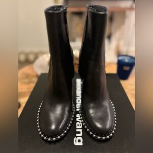 Alexander Wang Black Leather Studded Ankle Boots